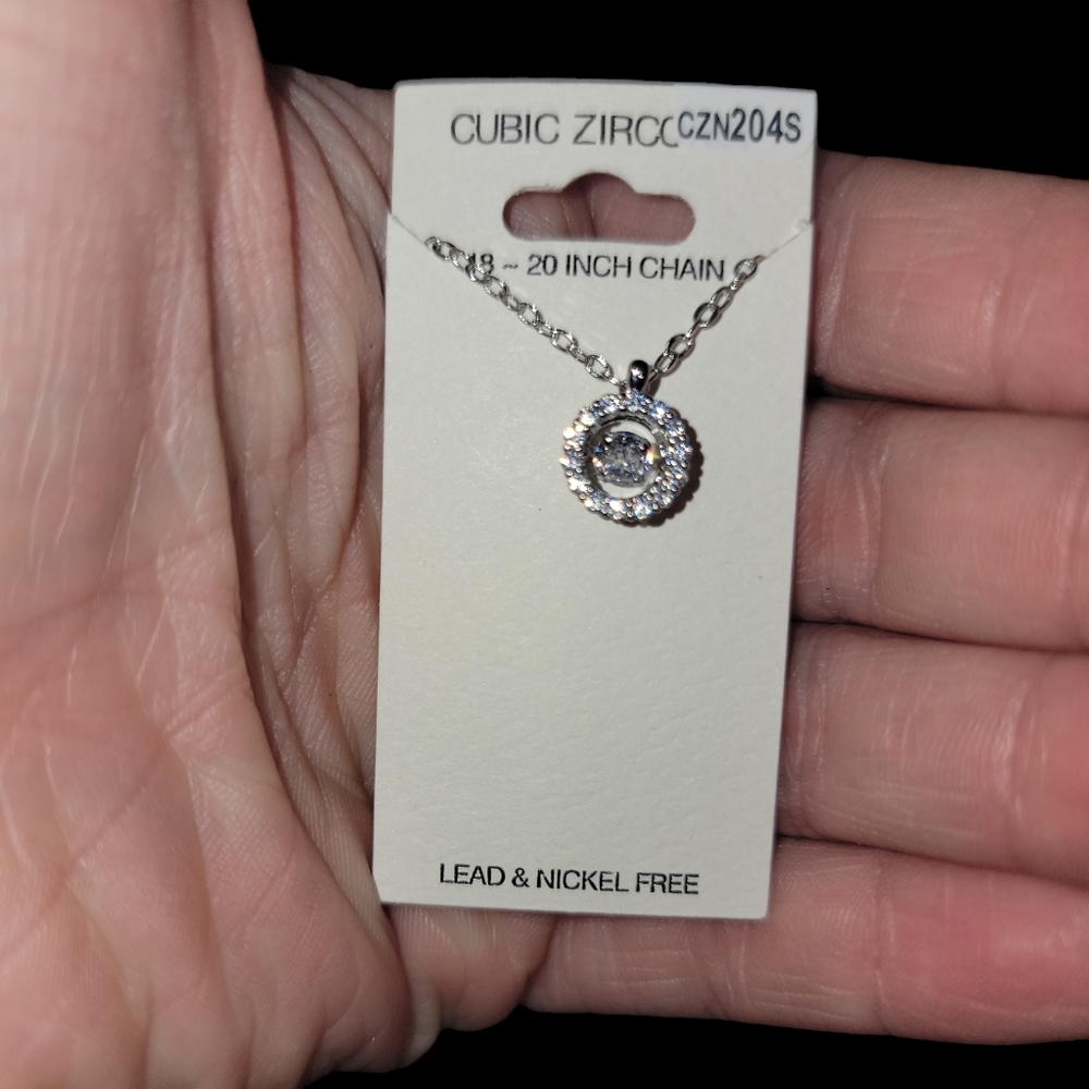 🎉HP🎉NIP! CZ floating necklace on silver chain!